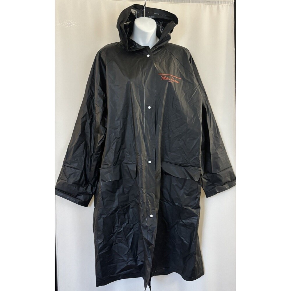 Paloma Picasso Hosiery Long Raincoat Rain Coat Hooded Jacket OZ